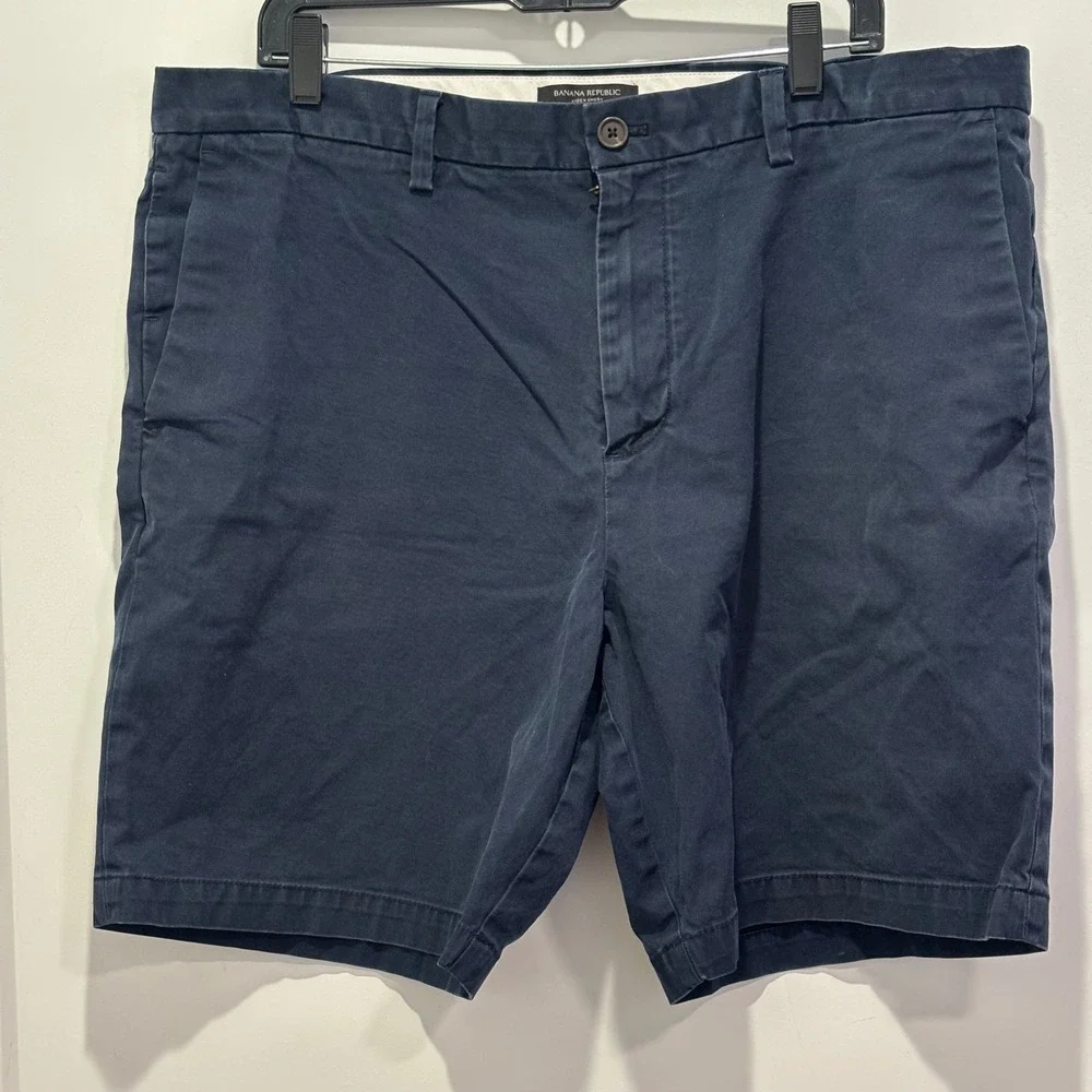 Banana Republic Aiden‎ Short Mens 38 Navy Blue Slim Fit Chino Shorts Cotton
